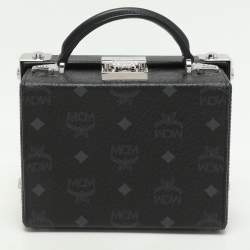 MCM Black Coated Canvas and Leather Berlin Box Bag
