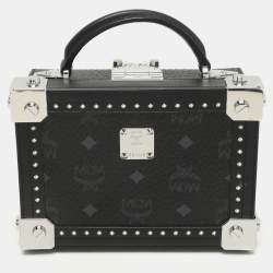 MCM Black Coated Canvas and Leather Berlin Box Bag