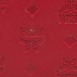 MCM Red Visetos Leather Klara Zipped Card Case
