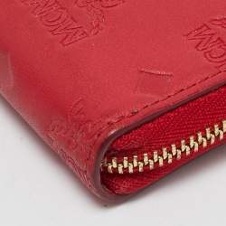 MCM Red Visetos Leather Klara Zipped Card Case