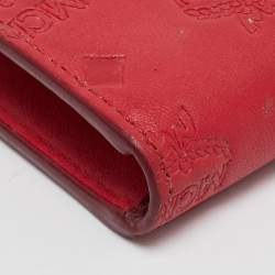 MCM Red Visetos Leather Klara Zipped Card Case