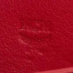 MCM Red Visetos Leather Klara Zipped Card Case