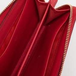 MCM Red Visetos Leather Klara Zipped Card Case