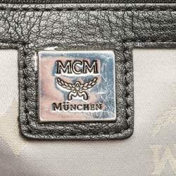 Pre Owned MCM White/Black Visetos Coated Canvas Medium Studded Stark Backpack