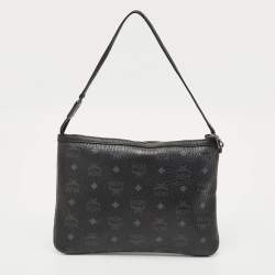 MCM Black Visetos Coated Canvas Slim Shoulder Bag