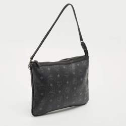 MCM Black Visetos Coated Canvas Slim Shoulder Bag