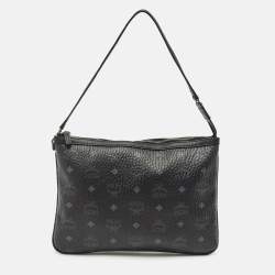 MCM Black Visetos Coated Canvas Slim Shoulder Bag