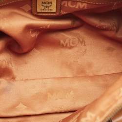 MCM Cognac Visetos Coated Canvas and Leather Boston Satchel