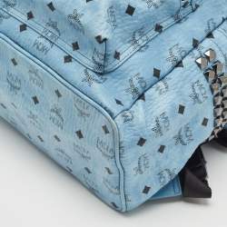 Pre Owned MCM Light Blue Visetos Coated Canvas Stark Side Studs Backpack