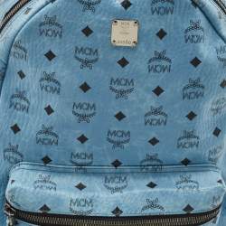 Pre Owned MCM Light Blue Visetos Coated Canvas Stark Side Studs Backpack