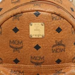 MCM Cognacn Visetos Coated Canvas and Leather Studs Stark Backpack
