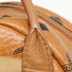 MCM Cognacn Visetos Coated Canvas and Leather Studs Stark Backpack