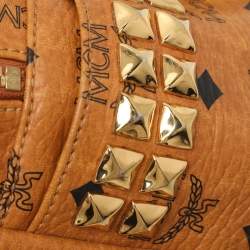 MCM Cognacn Visetos Coated Canvas and Leather Studs Stark Backpack