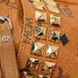 MCM Cognacn Visetos Coated Canvas and Leather Studs Stark Backpack