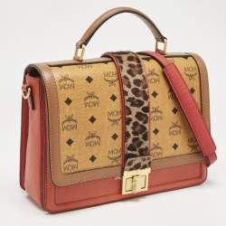 MCM Multicolor Visetos Coated Canvas, Calfhair and Leather Little Veronika Top Handle Bag
