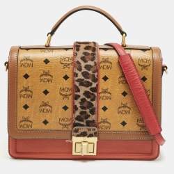 MCM Multicolor Visetos Coated Canvas, Calfhair and Leather Little Veronika Top Handle Bag