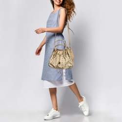 MCM Beige Visetos Coated Canvas Drawstring Tote