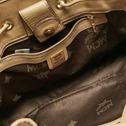 MCM Beige Visetos Coated Canvas Drawstring Tote