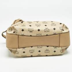 MCM Beige Visetos Coated Canvas Drawstring Tote