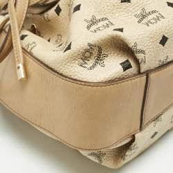 MCM Beige Visetos Coated Canvas Drawstring Tote