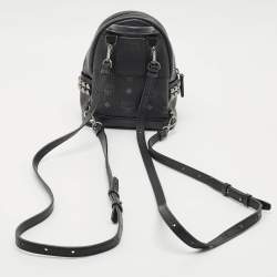 MCM Black Visetos Coated Canvas Mini Side Studs Stark Bebe Boo Backpack