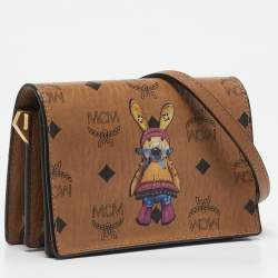 MCM Cognac Visetos Coated Canvas and Leather Rabbit Crossbody Bag