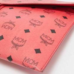 MCM Red Visetos Faux Leather Envelope Pouch
