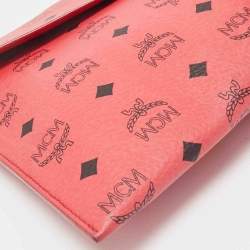 MCM Red Visetos Faux Leather Envelope Pouch
