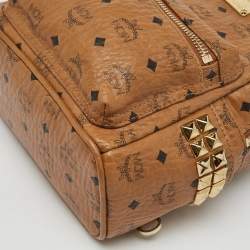MCM Cognac Visetos Coated Canvas and Leather Mini Studded Stark-Bebe Boo Backpack