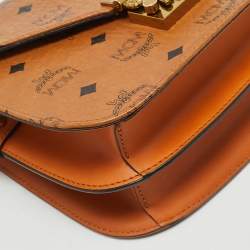 MCM Cognac Visetos Coated Canvas and Leather Patricia Crossbody Bag