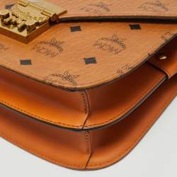 MCM Cognac Visetos Coated Canvas and Leather Patricia Crossbody Bag