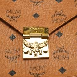 MCM Cognac Visetos Coated Canvas and Leather Patricia Crossbody Bag