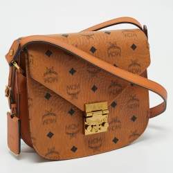 MCM Cognac Visetos Coated Canvas and Leather Patricia Crossbody Bag