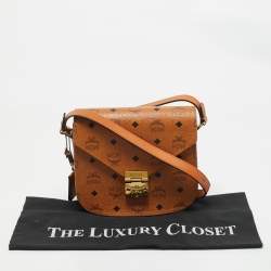 MCM Cognac Visetos Coated Canvas and Leather Patricia Crossbody Bag