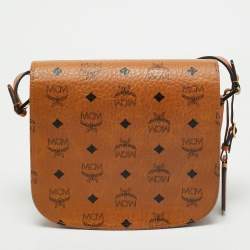 MCM Cognac Visetos Coated Canvas and Leather Patricia Crossbody Bag