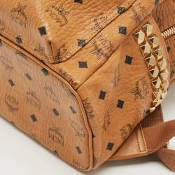 MCM Tan Cognac Visetos Coated Canvas and Leather Medium Stark Backpack
