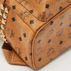 MCM Tan Cognac Visetos Coated Canvas and Leather Medium Stark Backpack