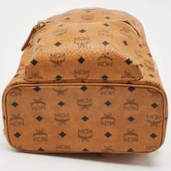MCM Tan Cognac Visetos Coated Canvas and Leather Medium Stark Backpack