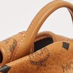 MCM Tan Cognac Visetos Coated Canvas and Leather Medium Stark Backpack