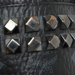 Pre Owned MCM Black Visetos Coated Canvas Small Stark Studded Backpack