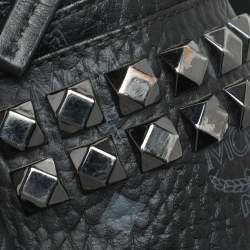 Pre Owned MCM Black Visetos Coated Canvas Small Stark Studded Backpack