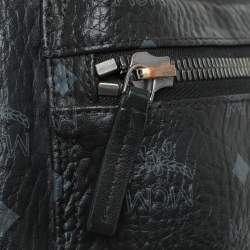 Pre Owned MCM Black Visetos Coated Canvas Small Stark Studded Backpack