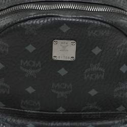 Pre Owned MCM Black Visetos Coated Canvas Small Stark Studded Backpack