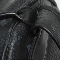 Pre Owned MCM Black Visetos Coated Canvas Small Stark Studded Backpack