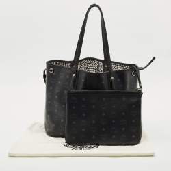MCM Black Visetos Coated Canvas and Leather Medium Liz Reversible Shopper Tote