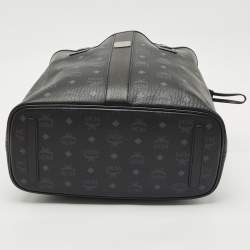 MCM Black Visetos Coated Canvas and Leather Medium Liz Reversible Shopper Tote