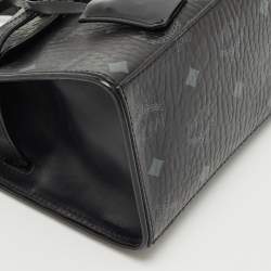 MCM Black Visetos Coated Canvas and Leather Mini Heritage Top Handle Bag