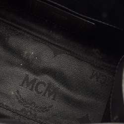 MCM Black Visetos Coated Canvas and Leather Mini Heritage Top Handle Bag