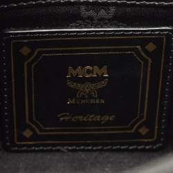 MCM Black Visetos Coated Canvas and Leather Mini Heritage Top Handle Bag