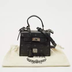 MCM Black Visetos Coated Canvas and Leather Mini Heritage Top Handle Bag